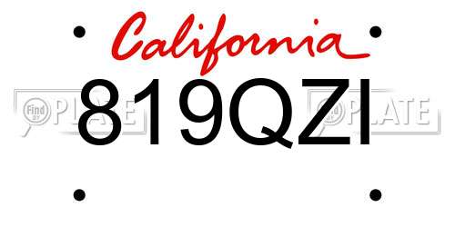 819QZI California License Plate