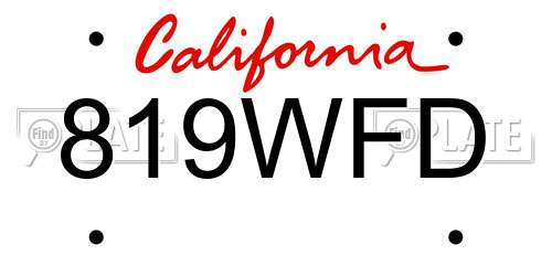 819WFD California License Plate