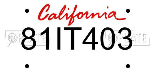 81IT403 California License Plate
