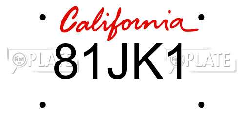 81JK1 California License Plate