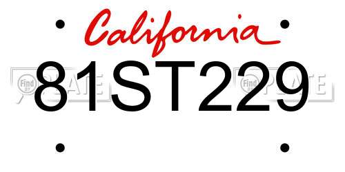 81ST229 California License Plate