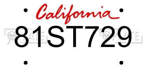 81ST729 California License Plate
