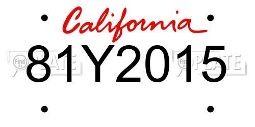 81Y2015 California License Plate