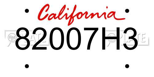 82007H3 California License Plate