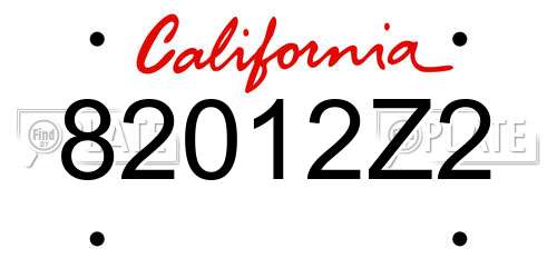 82012Z2 California License Plate