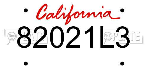 82021L3 California License Plate