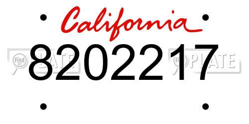 8202217 California License Plate