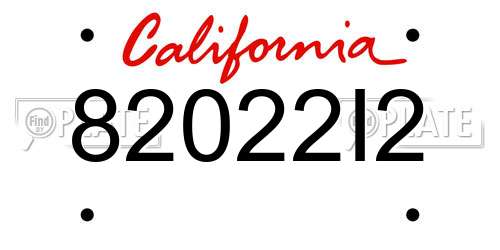 82022I2 California License Plate