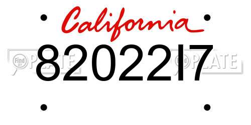 82022I7 California License Plate
