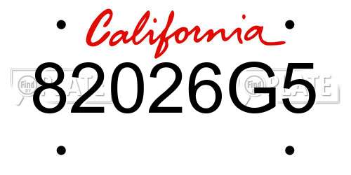 82026G5 California License Plate