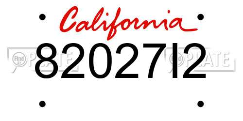 82027I2 California License Plate