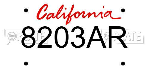 8203AR California License Plate