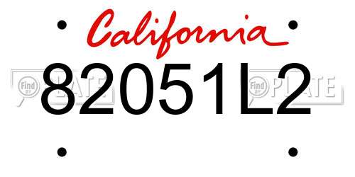 82051L2 California License Plate