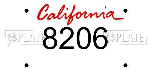 8206 California License Plate