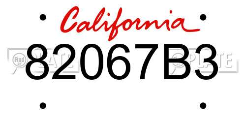 82067B3 California License Plate