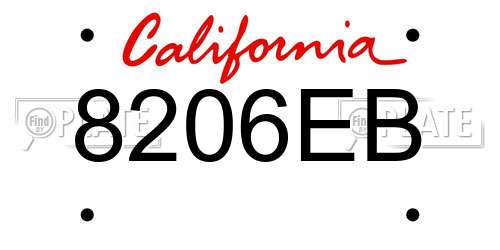 8206EB California License Plate