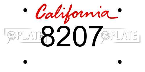8207 California License Plate