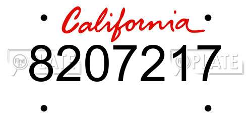 8207217 California License Plate