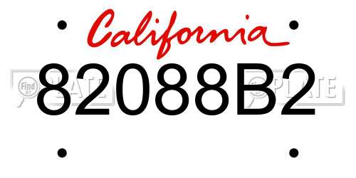 82088B2 California License Plate