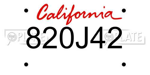 820J42 California License Plate