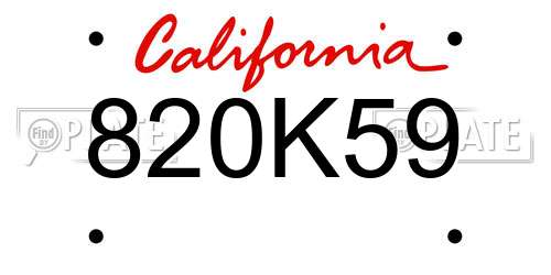 820K59 California License Plate