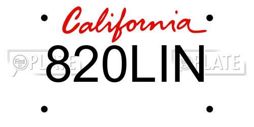 820LIN California License Plate
