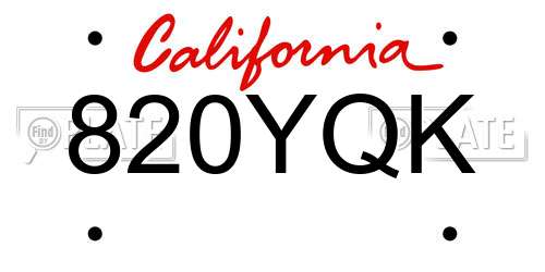 820YQK California License Plate