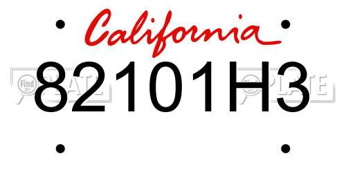 82101H3 California License Plate