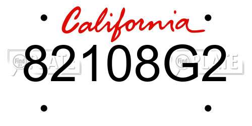 82108G2 California License Plate