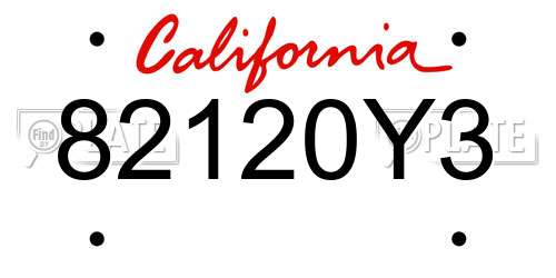 82120Y3 California License Plate