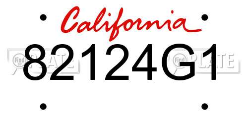 82124G1 California License Plate