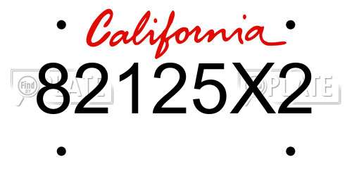 82125X2 California License Plate