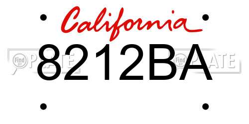 8212BA California License Plate