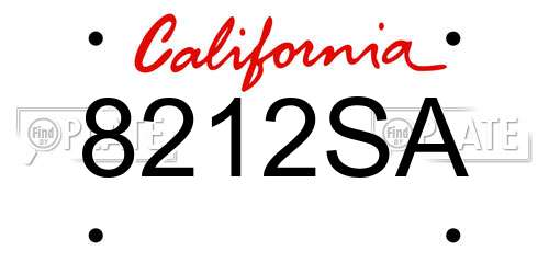 8212SA California License Plate