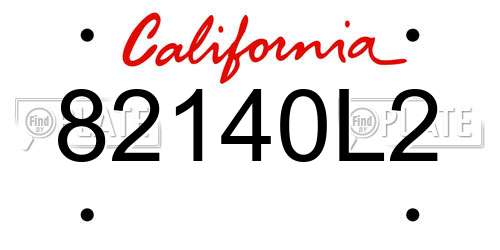 82140L2 California License Plate