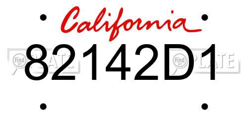 82142D1 California License Plate