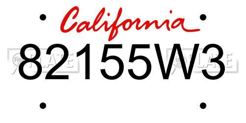 82155W3 California License Plate