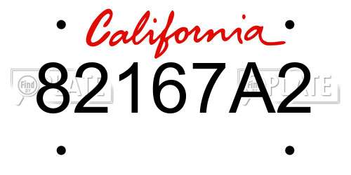 82167A2 California License Plate