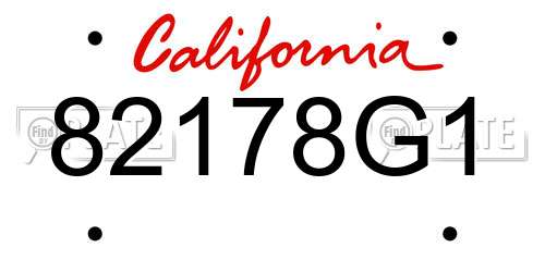82178G1 California License Plate