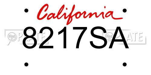 8217SA California License Plate