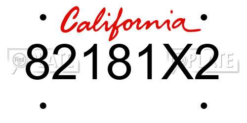 82181X2 California License Plate