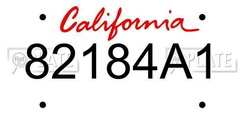 82184A1 California License Plate