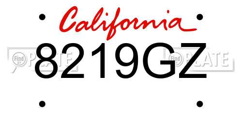 8219GZ California License Plate
