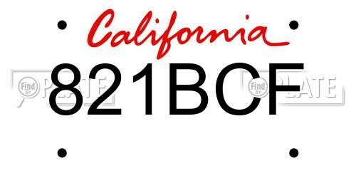 821BCF California License Plate
