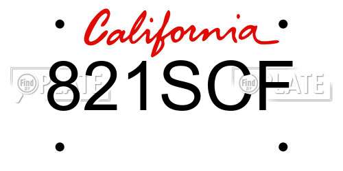 821SCF California License Plate