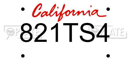 821TS4 California License Plate