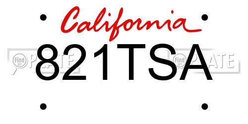821TSA California License Plate
