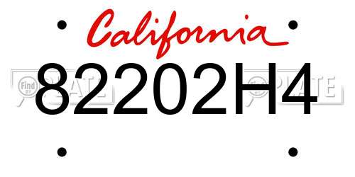82202H4 California License Plate