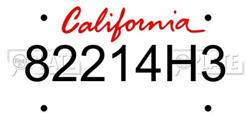 82214H3 California License Plate
