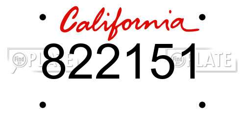 822151 California License Plate